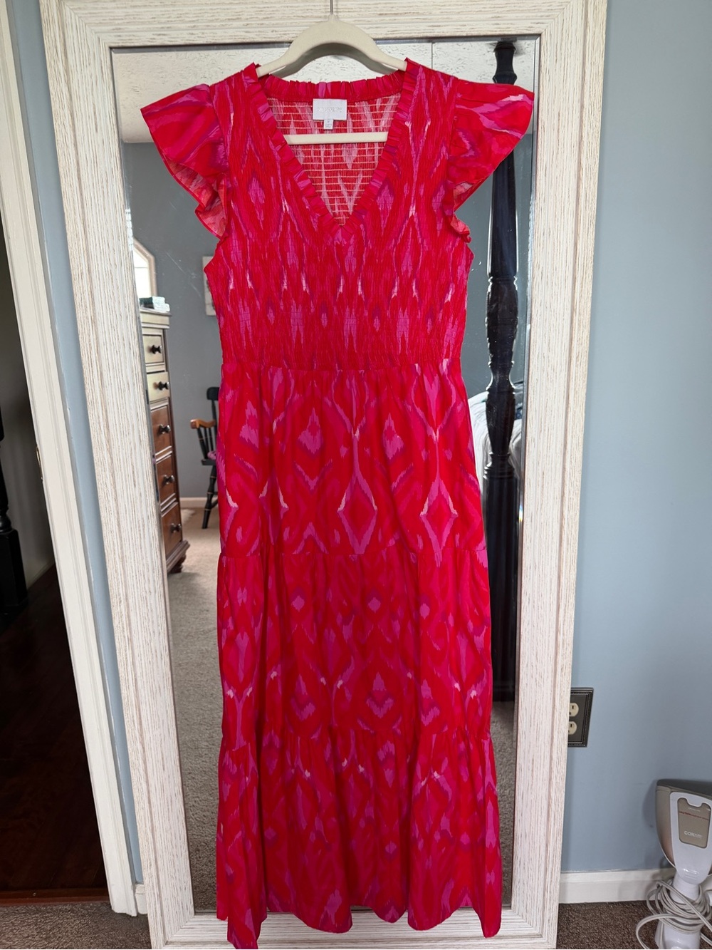 Sugarlips Pink V-Neck Flutter Sleeve Maxi Dress Medium
